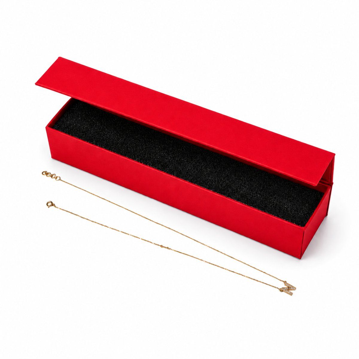 Big Chain Box with Magnetic file ( Three Flap) in red — back view | custom rigid jewellery box, Jaipur