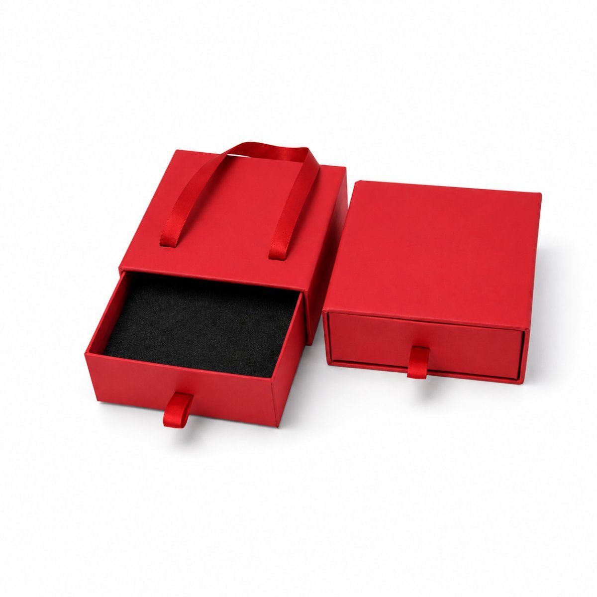 Bangle Multipurpose Box Drawer with Handle in red — detail view | custom rigid jewellery box, Jaipur