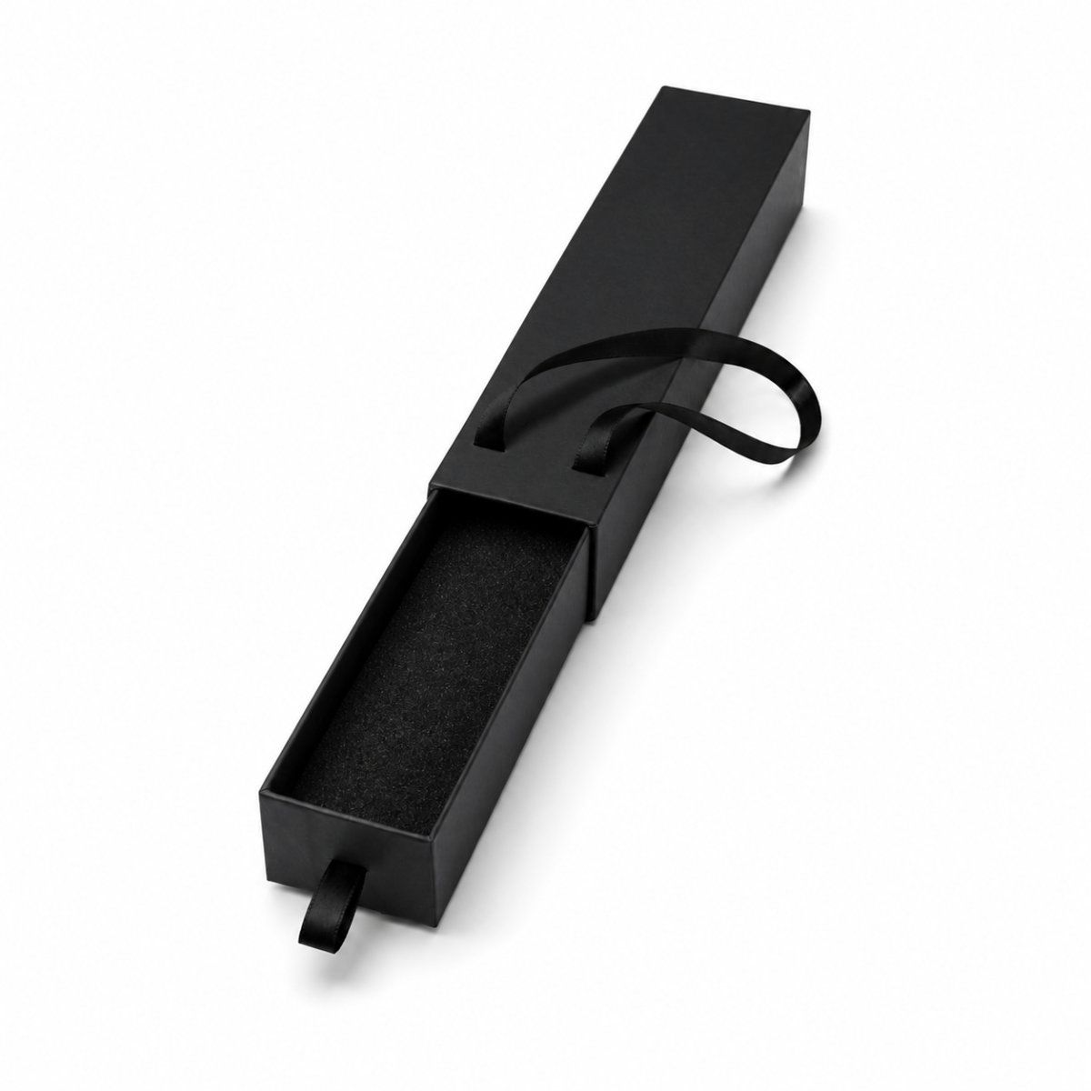Small Chain Box Drawer with Handle in black — side view | custom rigid jewellery box, Jaipur