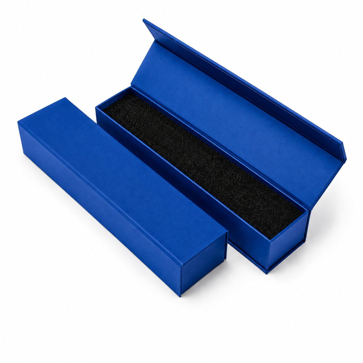 Small Chain Box with Magnetic file ( Four Flap) in blue — detail view | custom rigid jewellery box, Jaipur