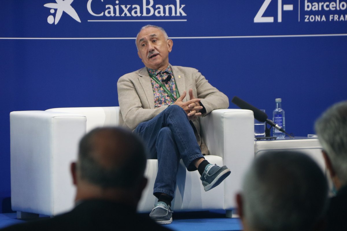 Pla obert del secretari general de la UGT, Pepe Álvarez, durant una de les seves intervencions al Cercle d'Economia. Imatge del 17 de juny de 2021.