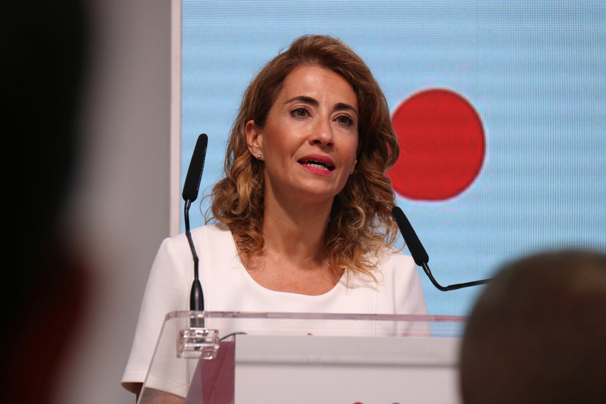 La ministra de Transports, Raquel Sánchez, en l'acte d'inauguració de les noves oficines de Google a Barcelona.