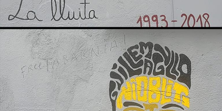 Guixen el mural en homenatge a Guillem Agulló dos dies després de pintar-se