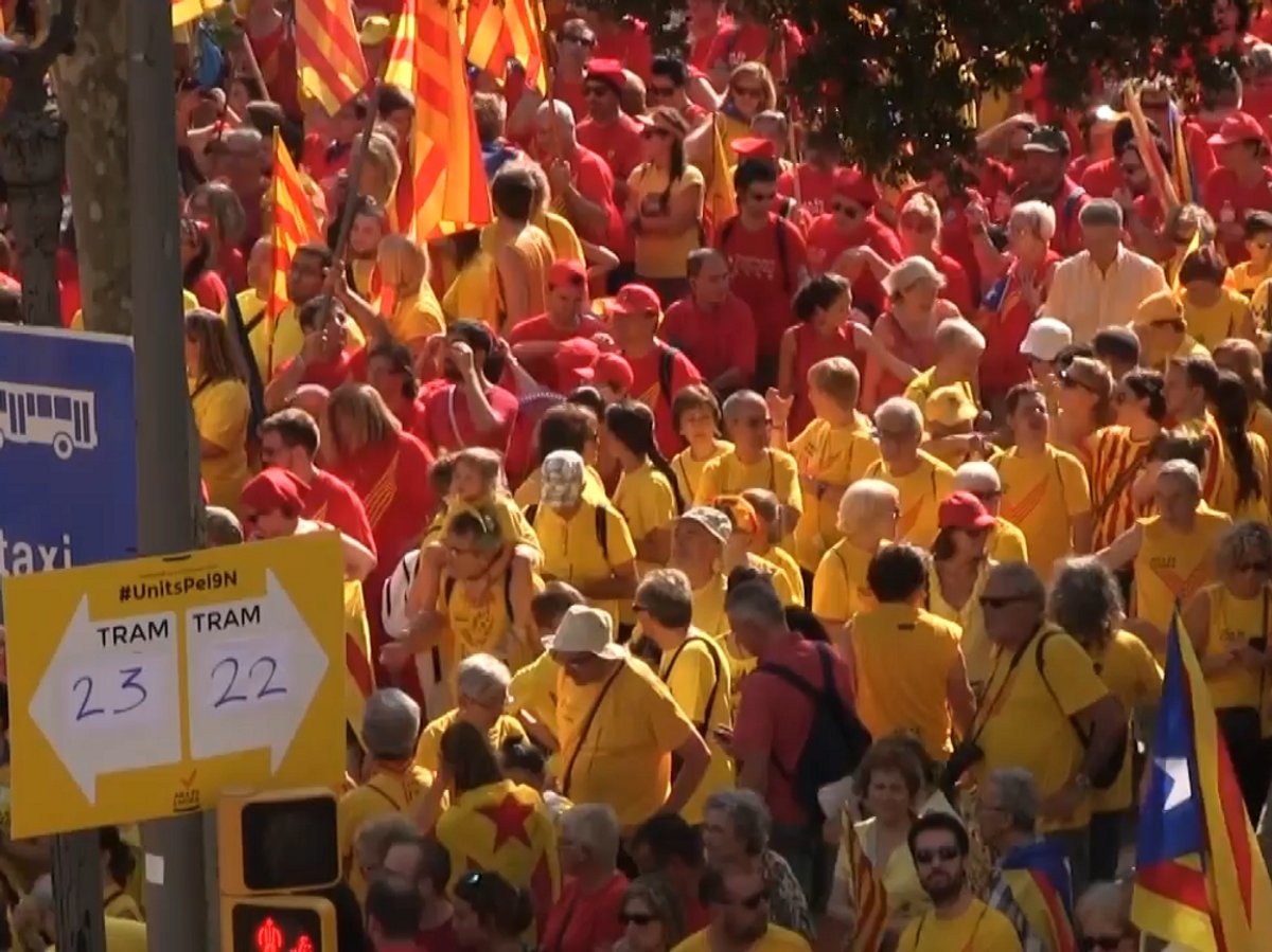 Molts rubinencs van ocupar el tram 22 de la gran V de la passada Diada