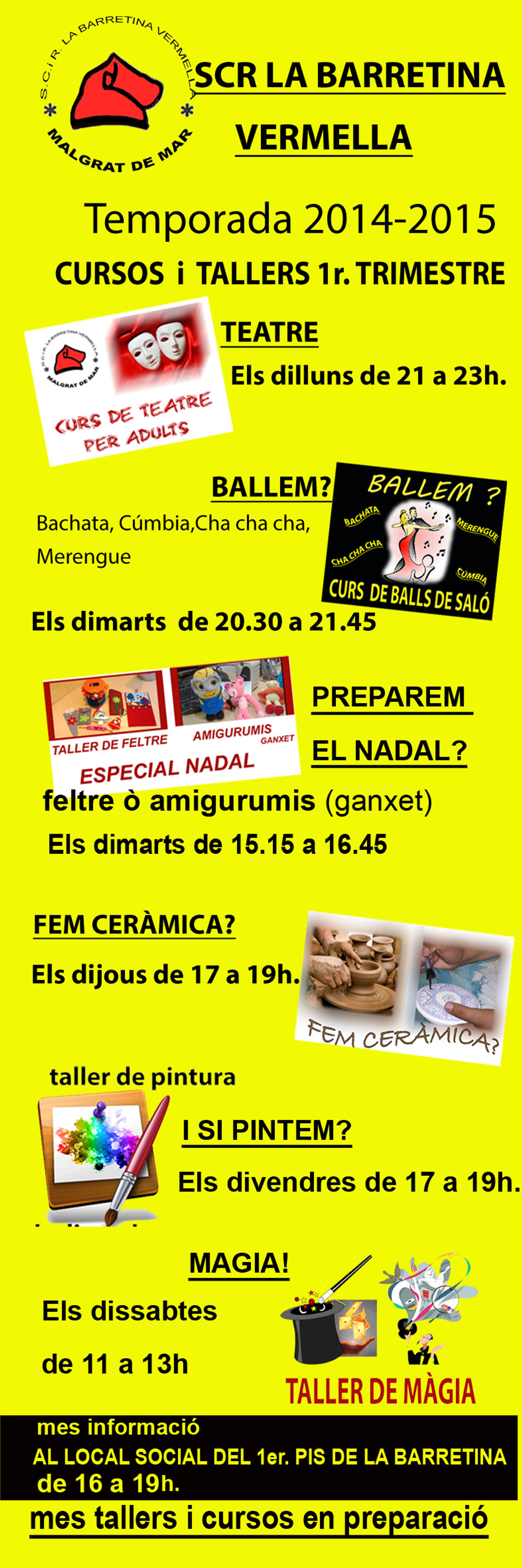 La Barretina Vermella organitza 6 tallers i cursos
