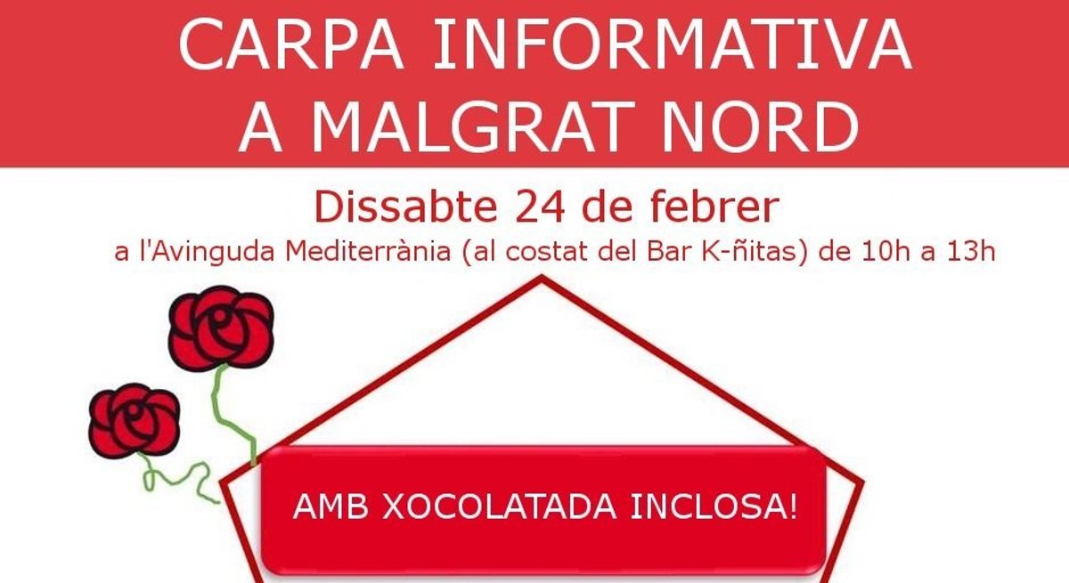El PSC s'instal·la el dissabte a Malgrat Nord per "informar als veïns i recollir les seves demandes"