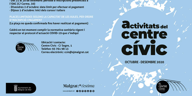 [ÀUDIO] El Centre Cívic obre el període d’inscripcions als cursos i tallers de l’últim trimestre de l’any