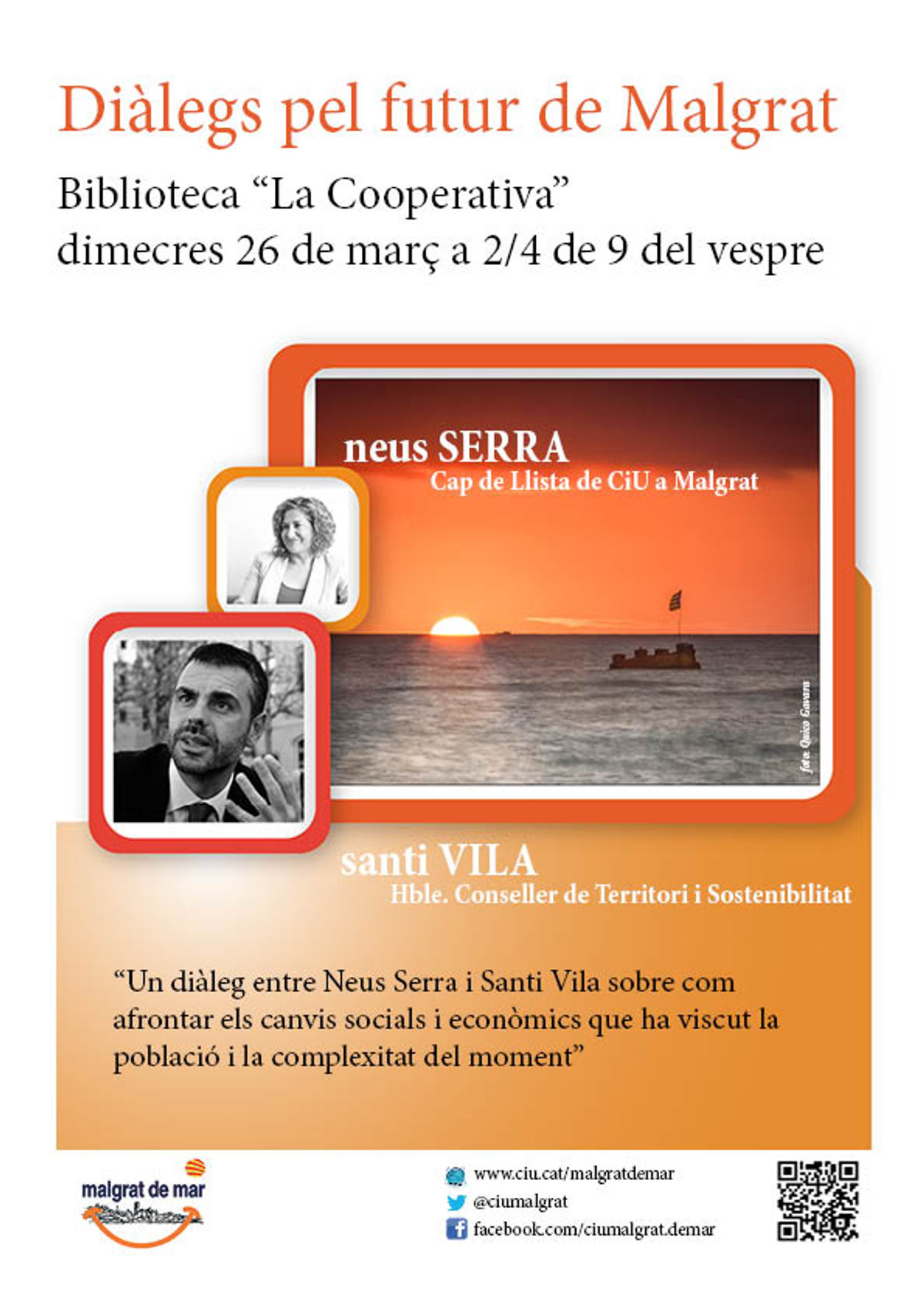 El conseller Santi Vila participarà en un diàleg sobre el futur de Malgrat, avui a la biblioteca