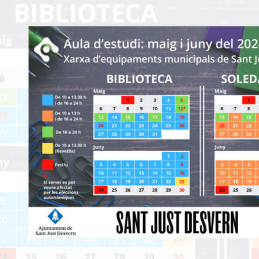 Sant Just Desvern amplia els horaris d'aules d'estudi per a la temporada d'exàmens