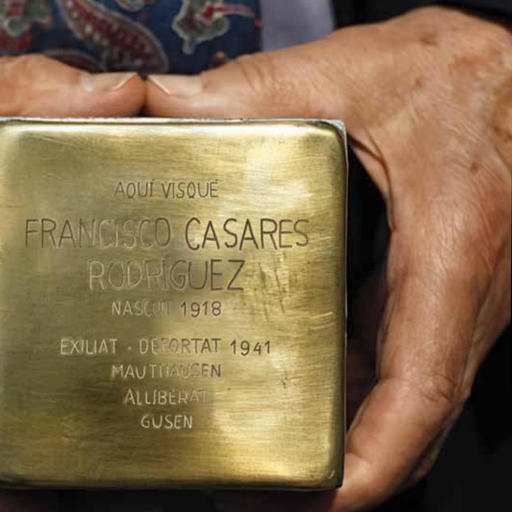 Homenatge al santjustenc Francisco Casares, supervivent de Mathausen, amb una Stolpersteine