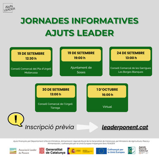 S’impulsen 5 sessions informatives sobre la nova línia d’ajuts LEADER
