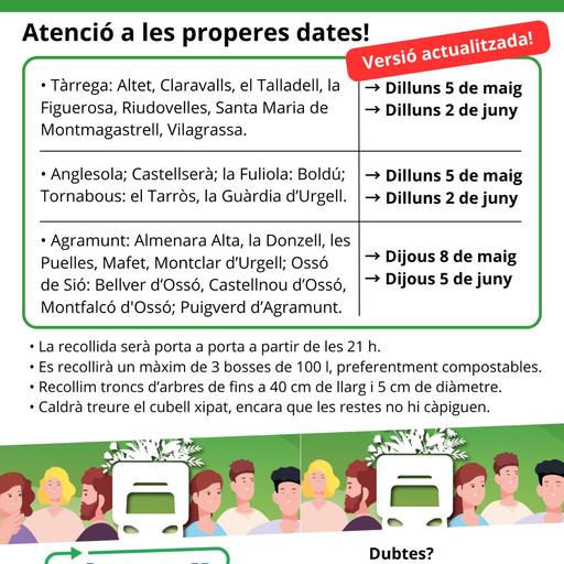 Nou servei de recollida de la fracció vegetal i recollides extraordinàries aquesta primavera