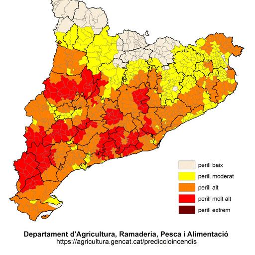 Alerta per nivell alt de perill d'incendi forestal