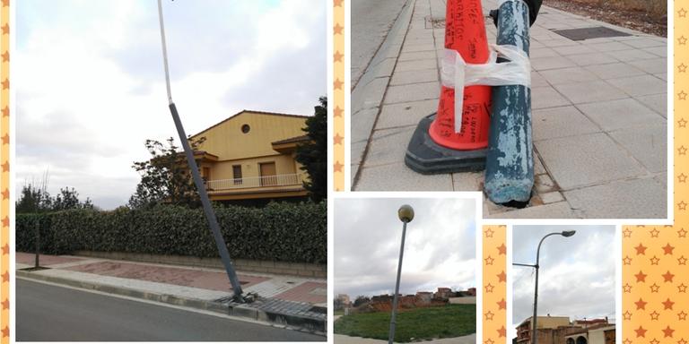 En un any, a Santa Bàrbara, s'han produït quatre accidents contra "faroles" d'enllumenat públic.