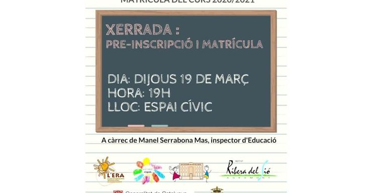 Xerrada informativa sobre el procés de pre-inscripció i matrícula del curs 2020-21