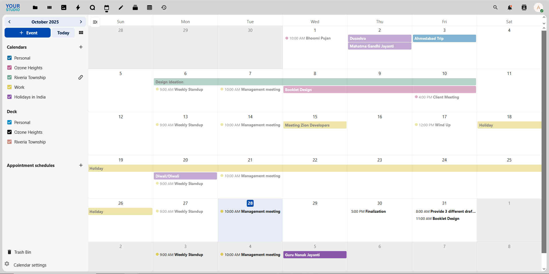 Personal and Professional Calendar