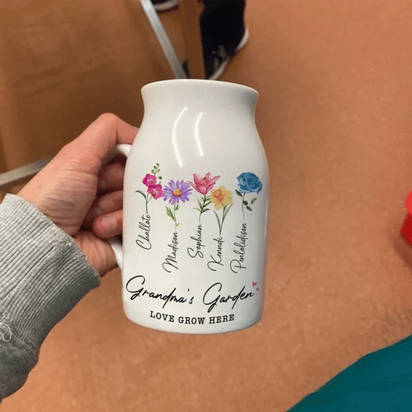 Flower Ceramic Vase Grandma Garden Love Grow Here 3