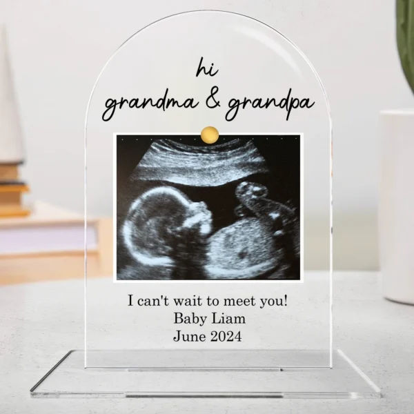 Hi Grandma And Grandpa I Can t Wait To Meet You Personalized Acrylic Plaque 1