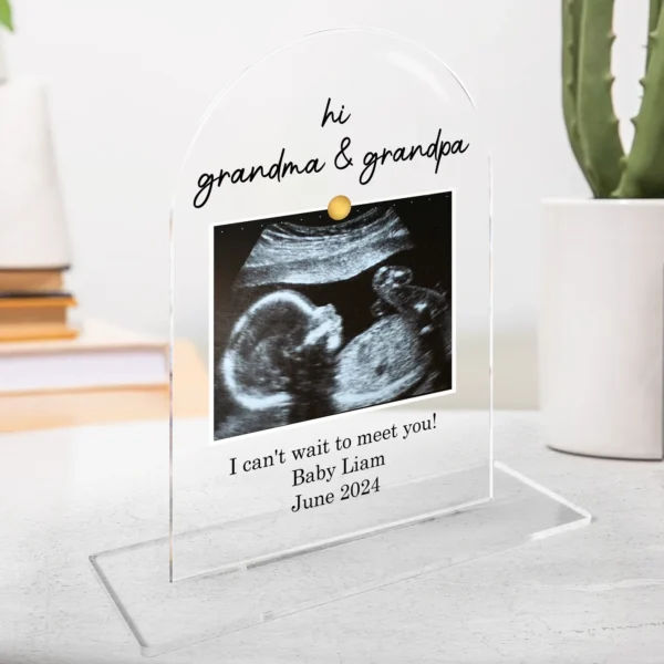 Hi Grandma And Grandpa I Can t Wait To Meet You Personalized Acrylic Plaque 2