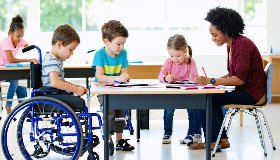 Teacher supporting a learner with accessible technology