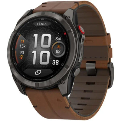 Garmin Fenix 8 Pro — 51 мм AMOLED Sapphire Carbon Grey DLC Titanium / Chestnut Leather Band — 2