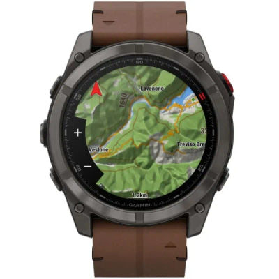 Garmin Fenix 8 Pro — 51 мм AMOLED Sapphire Carbon Grey DLC Titanium / Chestnut Leather Band — 4