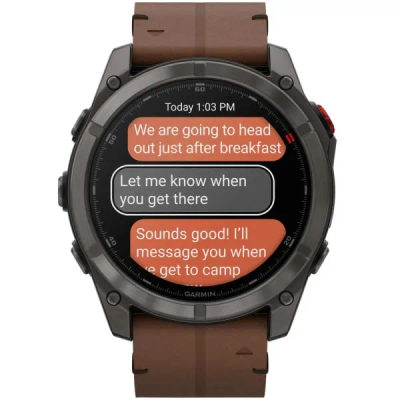 Garmin Fenix 8 Pro — 51 мм AMOLED Sapphire Carbon Grey DLC Titanium / Chestnut Leather Band — 5