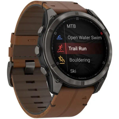 Garmin Fenix 8 Pro — 51 мм AMOLED Sapphire Carbon Grey DLC Titanium / Chestnut Leather Band — 7