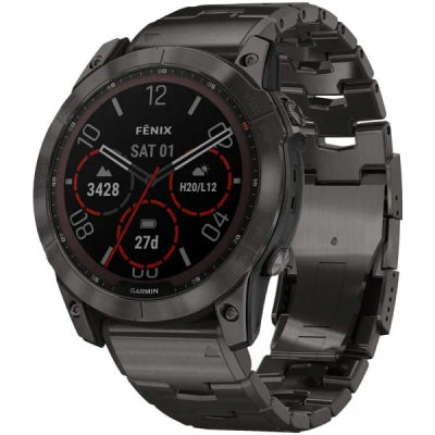 Garmin Fenix 7X Pro Sapphire Solar DLC Titanium Carbon Gray / Vented Titanium Bracelet