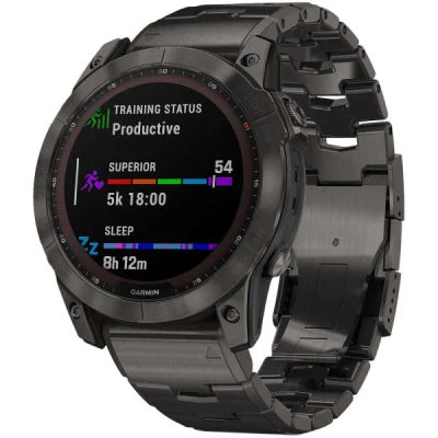Garmin Fenix 7X Pro Sapphire Solar DLC Titanium Carbon Gray / Vented Titanium Bracelet — 3
