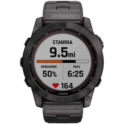 Garmin Fenix 7X Pro Sapphire Solar DLC Titanium Carbon Gray / Vented Titanium Bracelet — 4