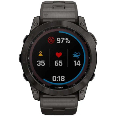 Garmin Fenix 7X Pro Sapphire Solar DLC Titanium Carbon Gray / Vented Titanium Bracelet — 5