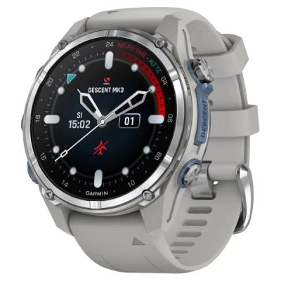Дайвинг компьютер Garmin Descent Mk3 43 мм Stainless Steel / Fog Gray Silicone Band