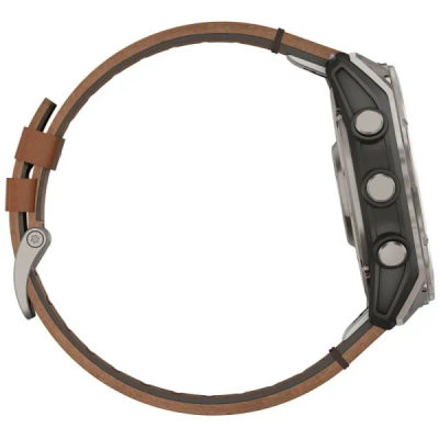 Garmin Fenix 8 — 51 мм AMOLED Sapphire Bare Titanium / Black / Chestnut Leather Band — 6