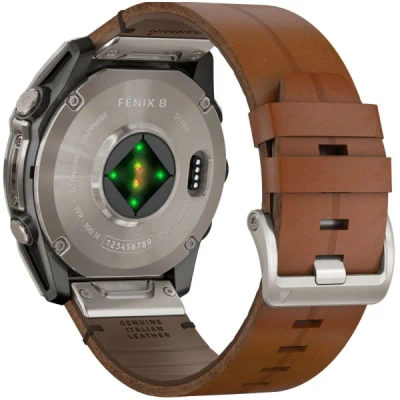 Garmin Fenix 8 — 51 мм AMOLED Sapphire Bare Titanium / Black / Chestnut Leather Band — 7