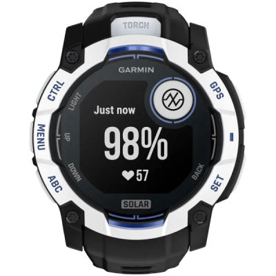 Garmin Instinct 3 — 50 мм Supernova Edition SOLAR Whitestone / Black / Bolt Blue — 10