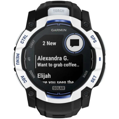Garmin Instinct 3 — 50 мм Supernova Edition SOLAR Whitestone / Black / Bolt Blue — 12