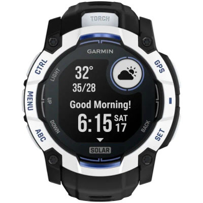 Garmin Instinct 3 — 50 мм Supernova Edition SOLAR Whitestone / Black / Bolt Blue — 5