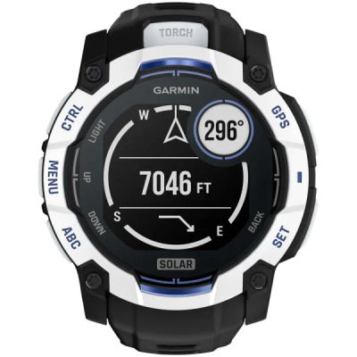 Garmin Instinct 3 — 50 мм Supernova Edition SOLAR Whitestone / Black / Bolt Blue — 9