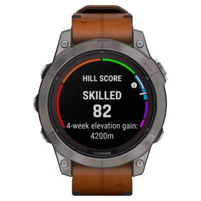 Garmin Fenix 7 Pro Sapphire Solar Titanium Gray / Chestnut Leather Band — 2