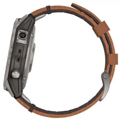 Garmin Fenix 7 Pro Sapphire Solar Titanium Gray / Chestnut Leather Band — 4