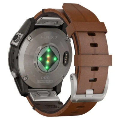 Garmin Fenix 7 Pro Sapphire Solar Titanium Gray / Chestnut Leather Band — 5