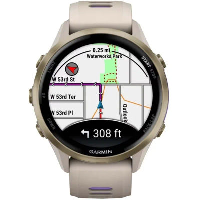 Garmin Forerunner 970 Soft Gold Titanium French Grey / Translucent Indigo — 2