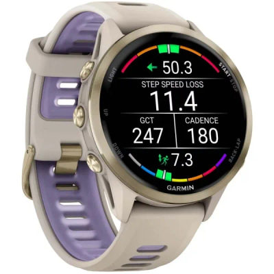Garmin Forerunner 970 Soft Gold Titanium French Grey / Translucent Indigo — 3