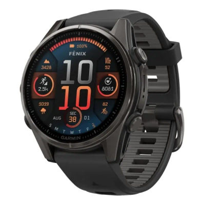 Garmin Fenix 8 — 43 мм AMOLED Sapphire Carbon Gray DLC Titanium Black / Pebble Gray