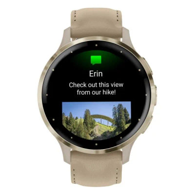 Garmin Venu 3S Soft Gold / French Gray с кожаным ремешком — 2