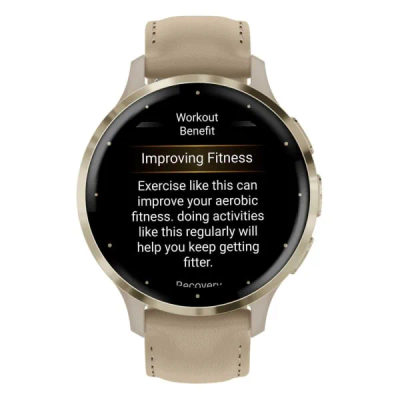 Garmin Venu 3S Soft Gold / French Gray с кожаным ремешком — 4