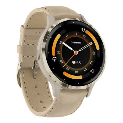 Garmin Venu 3S Soft Gold / French Gray с кожаным ремешком — 5