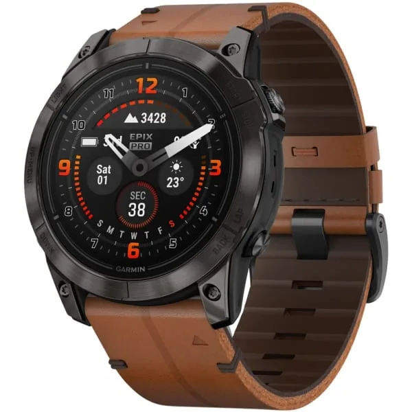Garmin Epix Pro (Gen 2) Sapphire Edition 51 мм Carbon Gray DLC Titanium Chestnut Leather Band