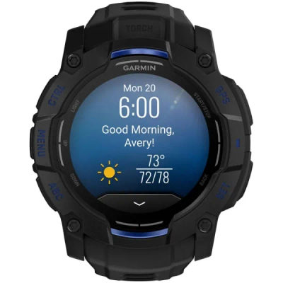 Garmin Instinct 3 — 50 мм Supernova Edition AMOLED Black / Bolt Blue — 10